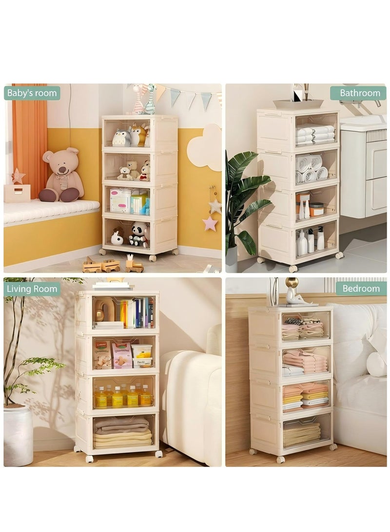 ZIMNEST Stackable Plastic Storage Bins with Lids & Wheels – Collapsible/Folding Multi-Purpose Containers for Home & Office - Image 5